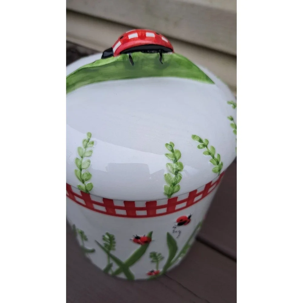 Hausenware Design By Libby Wilkle Ladybug Design Porcelain Canister Cookies Jar